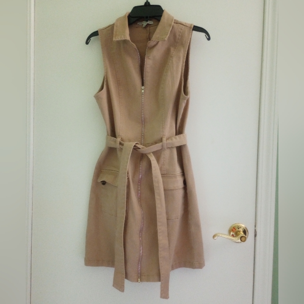 Haute Monde women's sleeveless khaki zip up dress - Picture 7 of 12